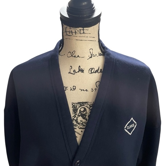 Vintage Streetwear Clorox Bleach Sweatshirt Cardigan Fleece Blue Size Large OS - Picture 2 of 9